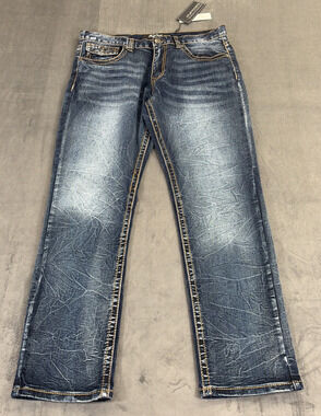 NWT True Luck Men Classic Stretch Straight Jeans Size 36 x 32 Bnfts Charity